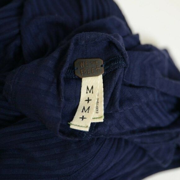 FREE PEOPLE Copa Banana Navy Blue Keyhole Ribbed - Picture 7 of 8